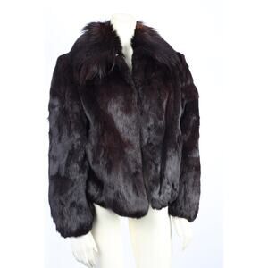 Vintage Burgundy Brown Rabbit and Goat Fur WInter Dino Ricco Coat Jacket Size M